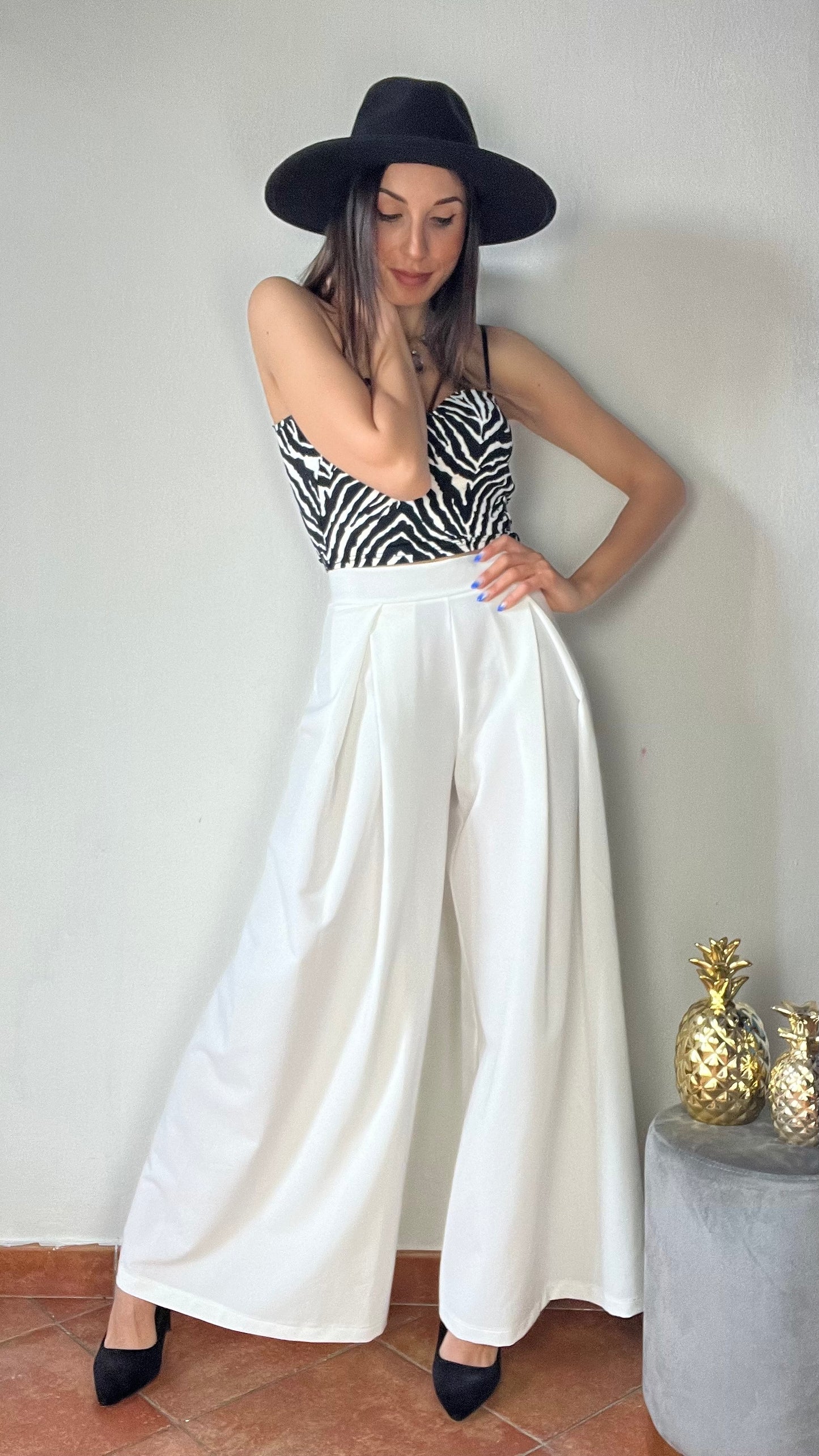 Pantaloni white Butterfly