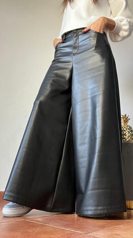 Pantalone Palazzo Similpelle Nero