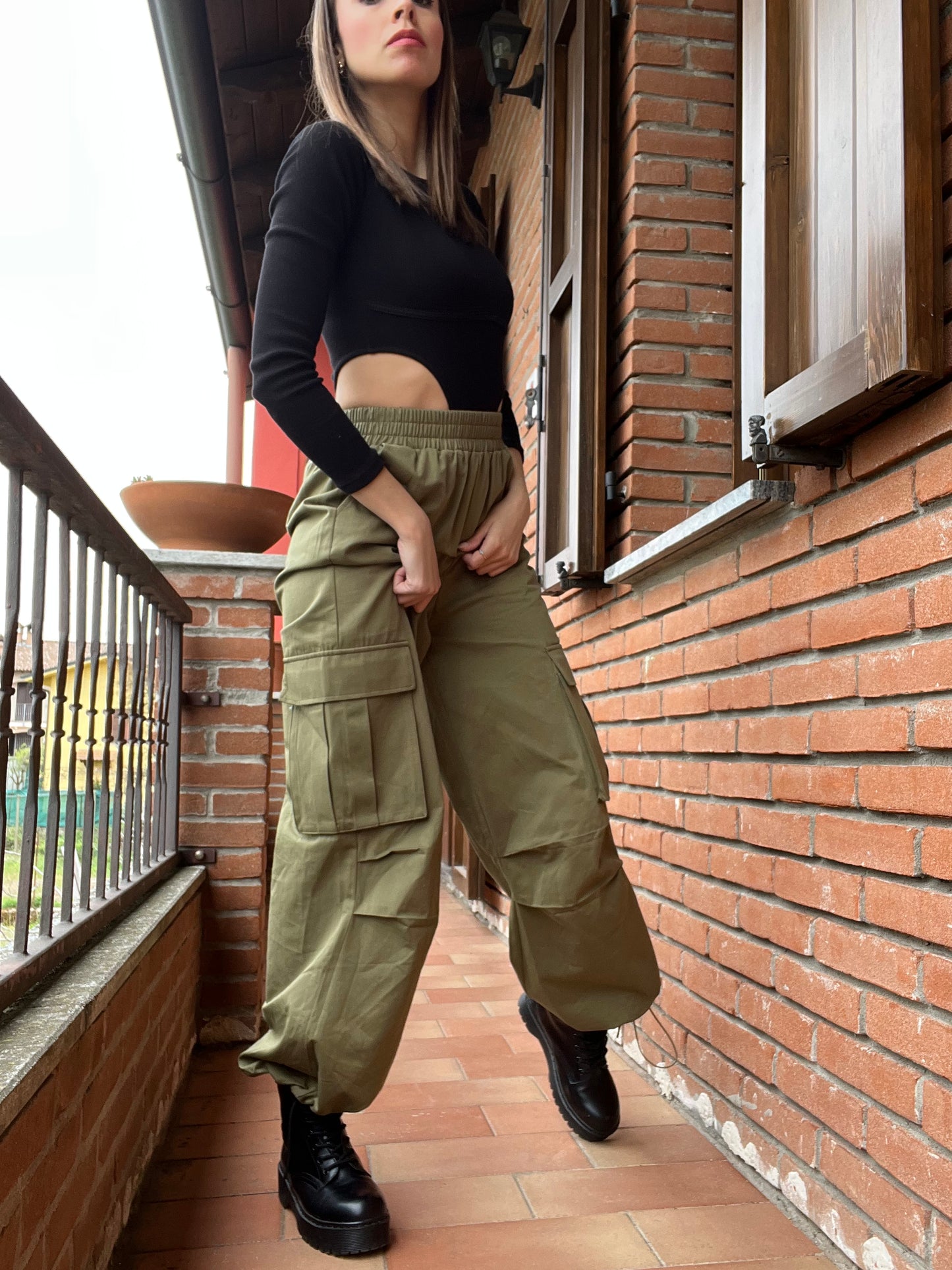 Parachute Pantalone Cargo Verde Militare