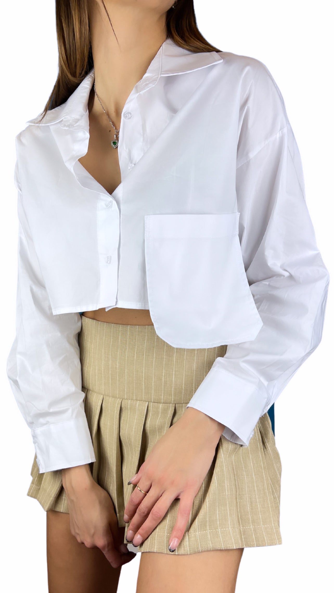 Camicia Crop con Tasca