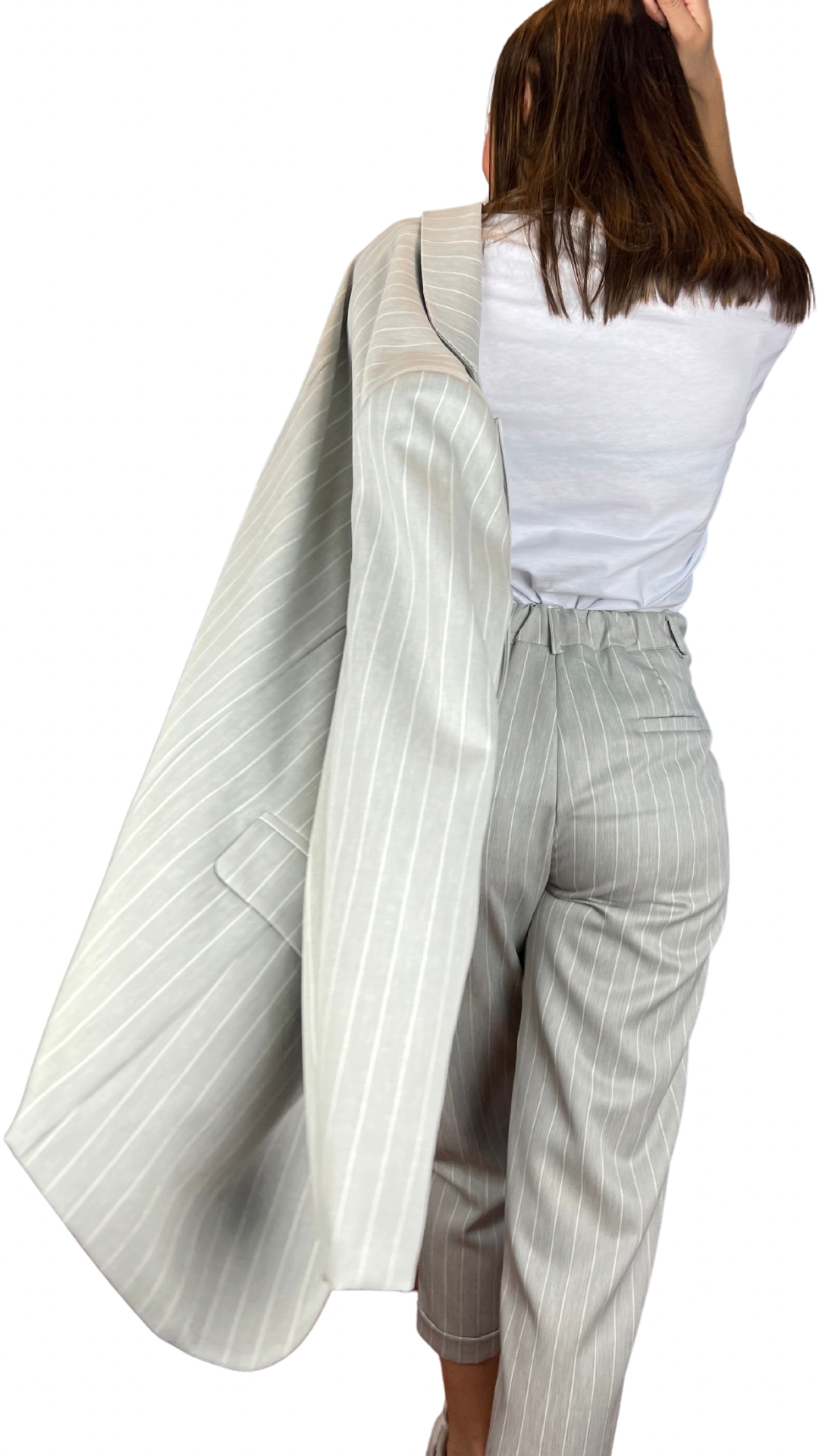 Pantalone Grigio Perla Gessato